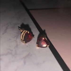 Garnet Gold Stud Earrings